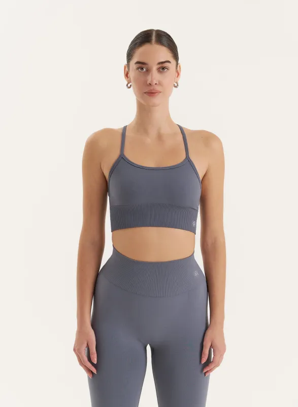 Grey Racer Back Seamless Sports Bra sold by 4th and Reckless