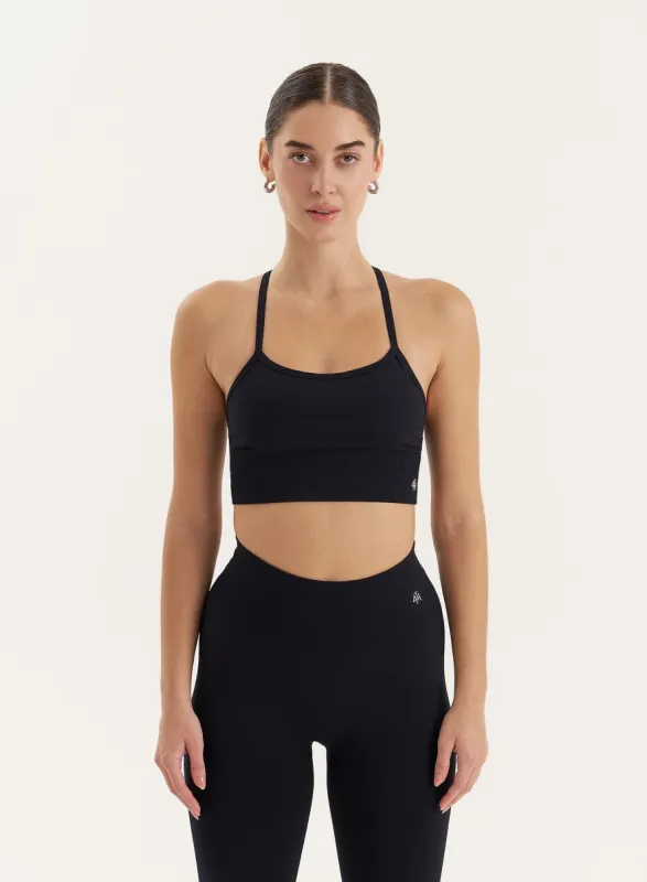 Black Racer Back Seamless Sports Bra sold by 4th and Reckless