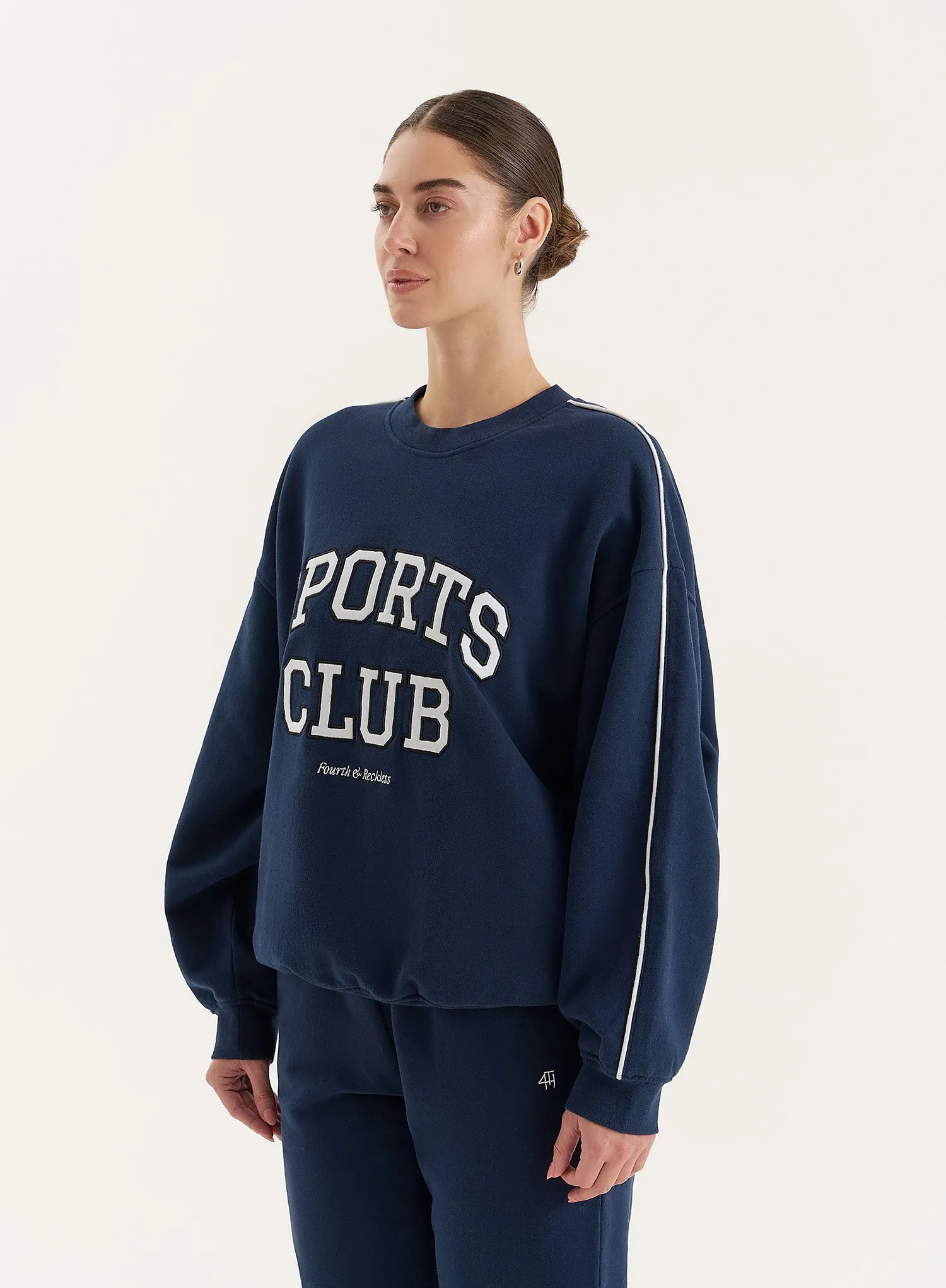 Navy Slogan Relaxed Oversized Sweatshirt sold by 4th and Reckless product image thumbnail 4