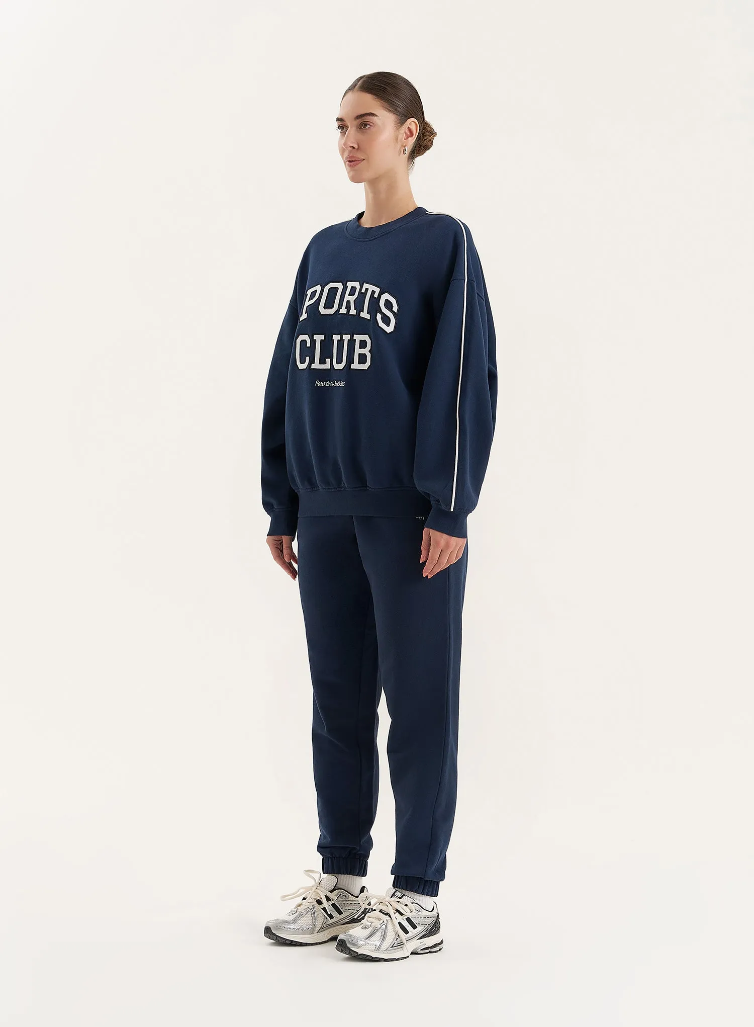 Navy Slogan Relaxed Oversized Sweatshirt sold by 4th and Reckless product image thumbnail 5