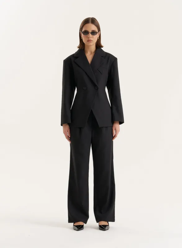 Black Tailored Wide Leg Trouser sold by 4th and Reckless
