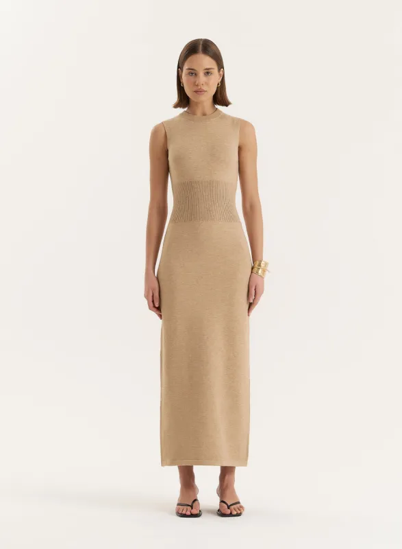 Beige Sleeveless Knitted Maxi Dress sold by 4th and Reckless
