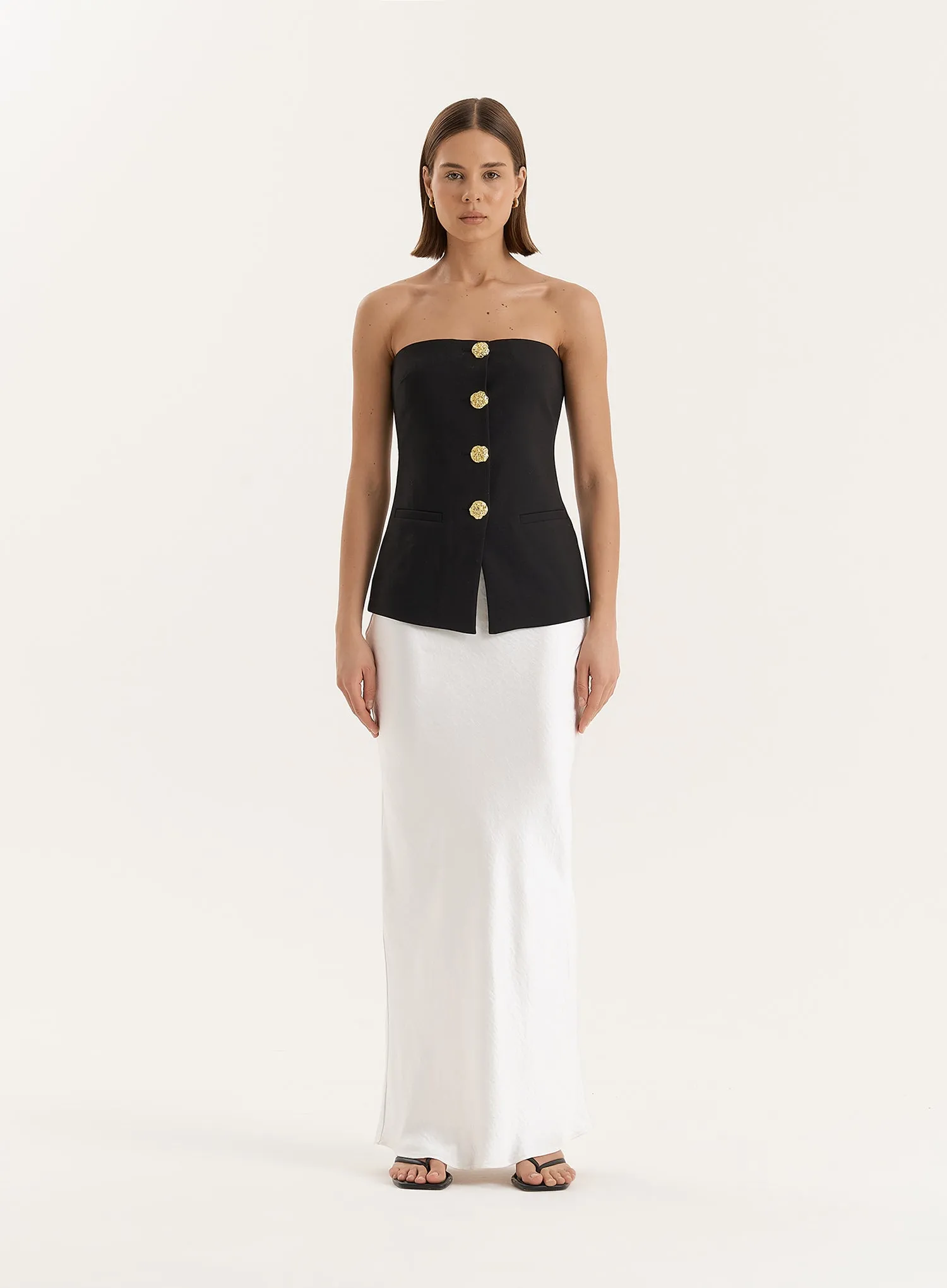 Black Tailored Gold Button Corset- Clare sold by 4th and Reckless product image thumbnail 2