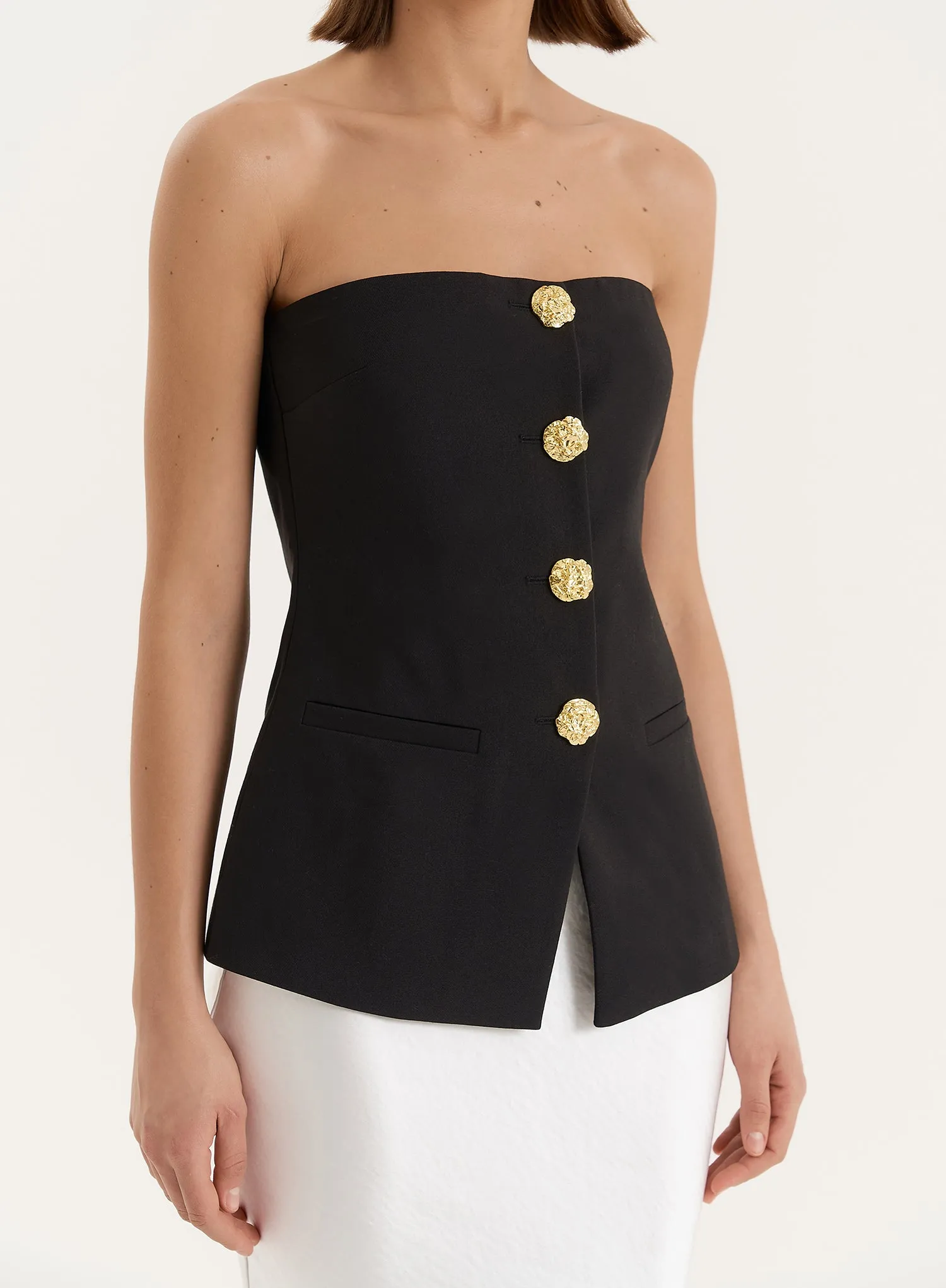 Black Tailored Gold Button Corset- Clare sold by 4th and Reckless product image thumbnail 3