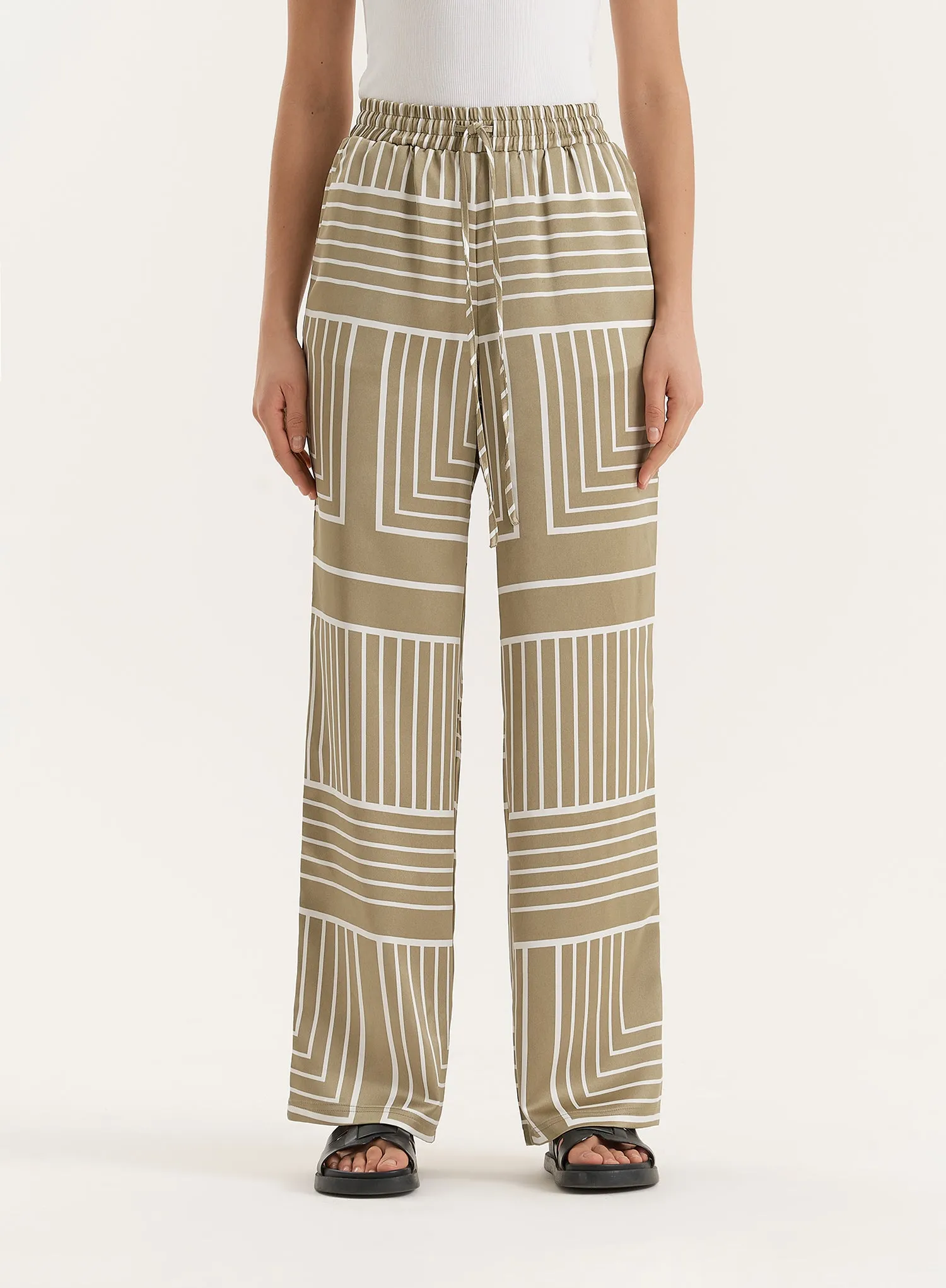 Sage Green Satin Graphic Print Trouser sold by 4th and Reckless product image thumbnail 5