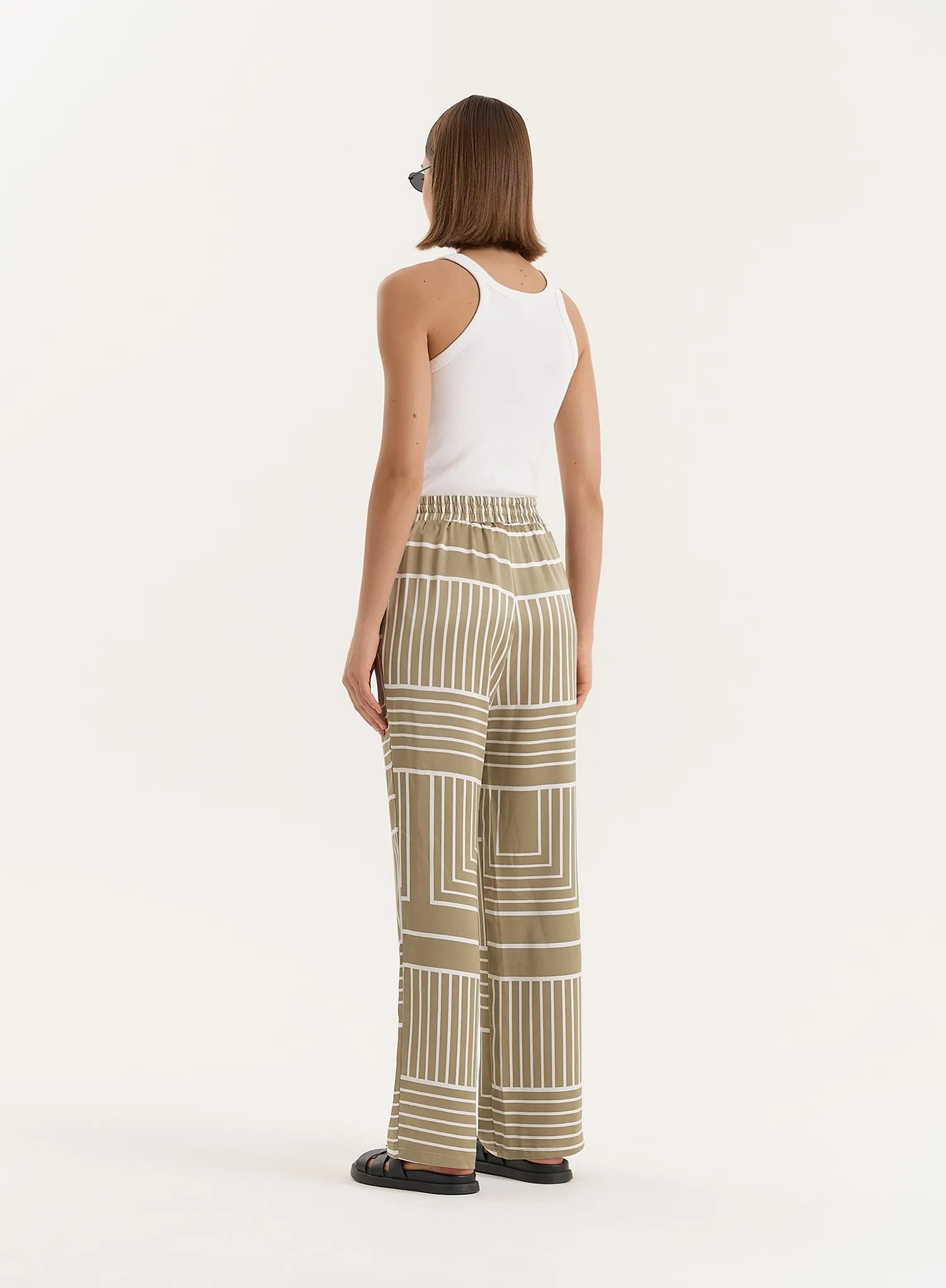 Sage Green Satin Graphic Print Trouser sold by 4th and Reckless product image thumbnail 4