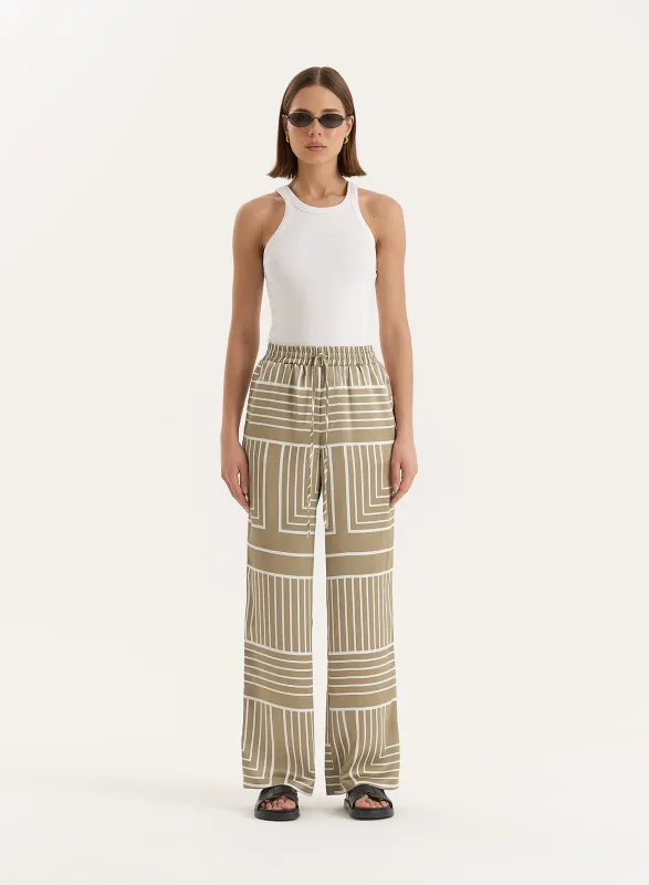 Sage Green Satin Graphic Print Trouser sold by 4th and Reckless