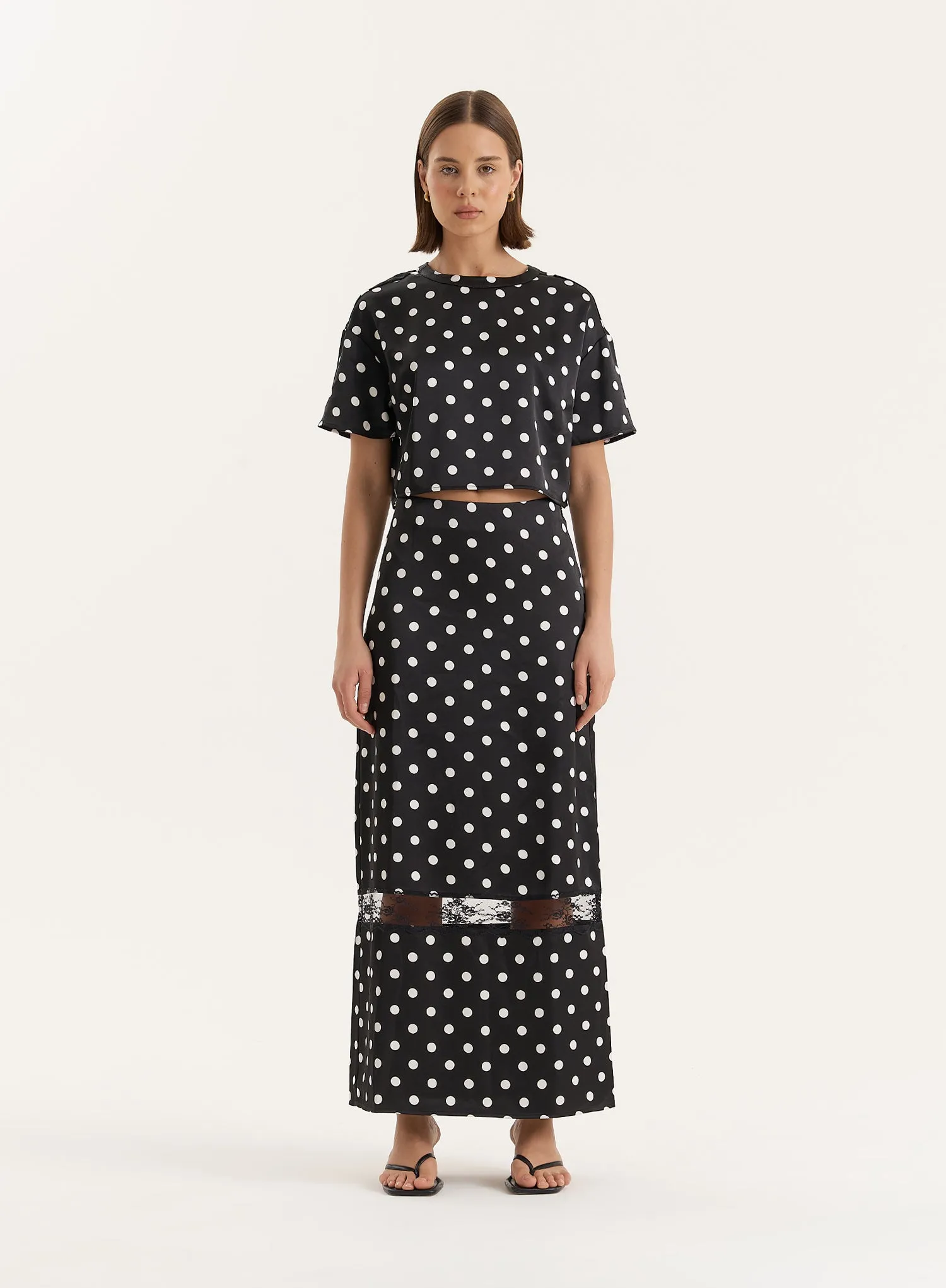 Polka Dot Print Oversized Satin Cropped Top sold by 4th and Reckless product image thumbnail 2