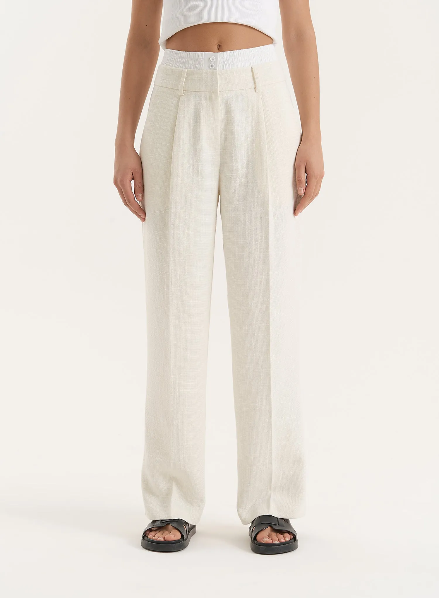 Cream Wide Leg Tailored Trouser sold by 4th and Reckless product image thumbnail 3