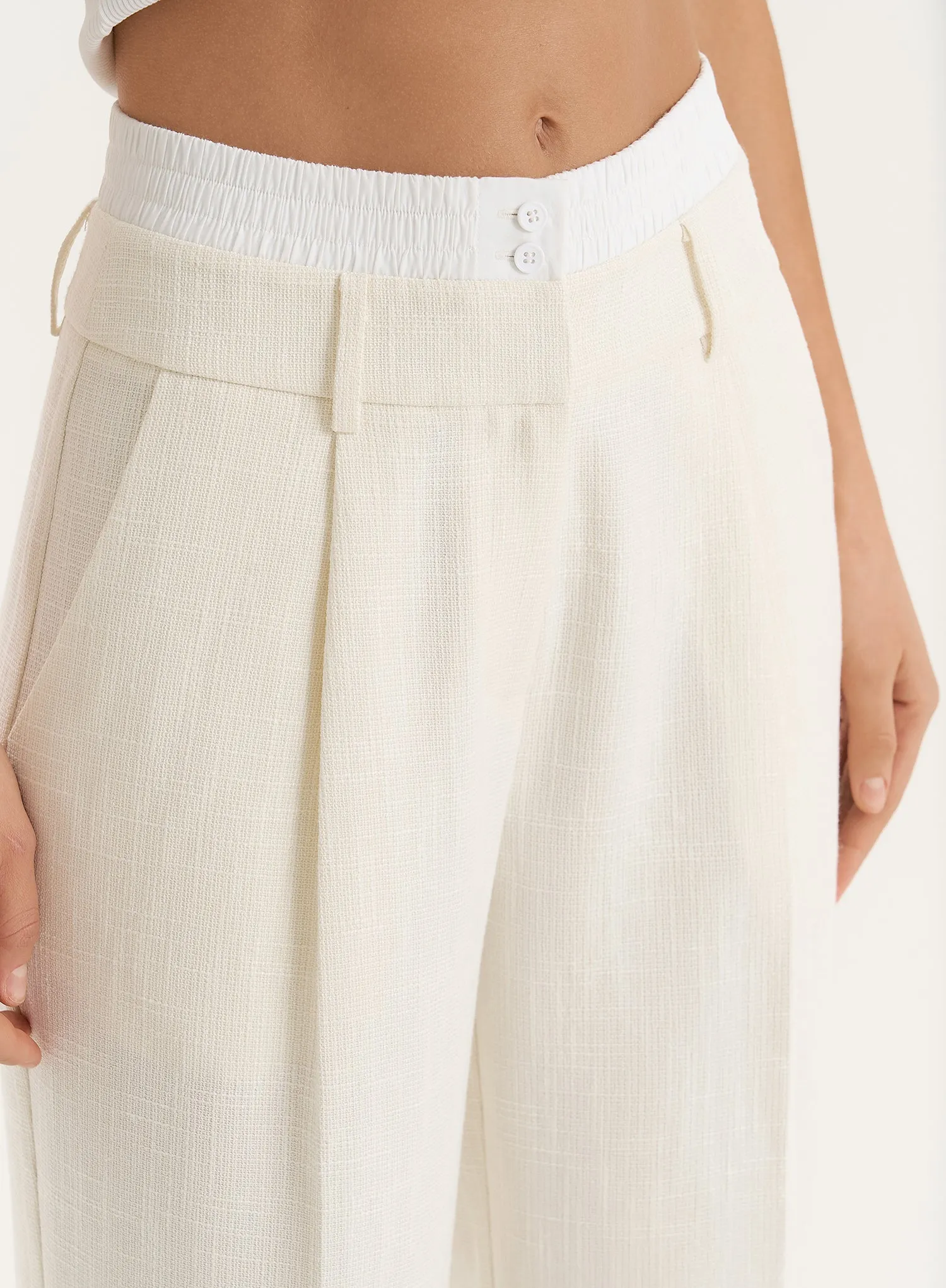 Cream Wide Leg Tailored Trouser sold by 4th and Reckless product image thumbnail 4