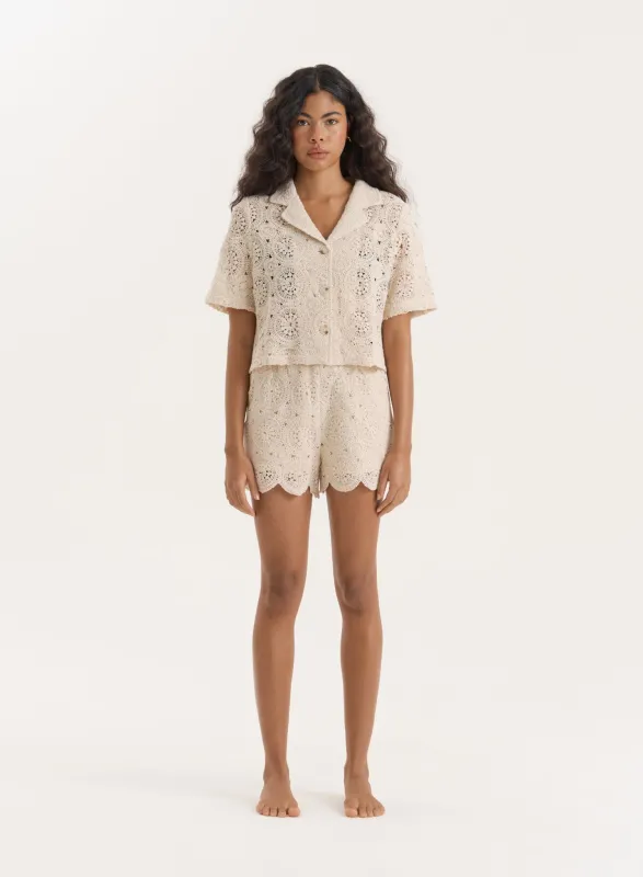 Beige Crochet Short- Sabrina sold by 4th and Reckless