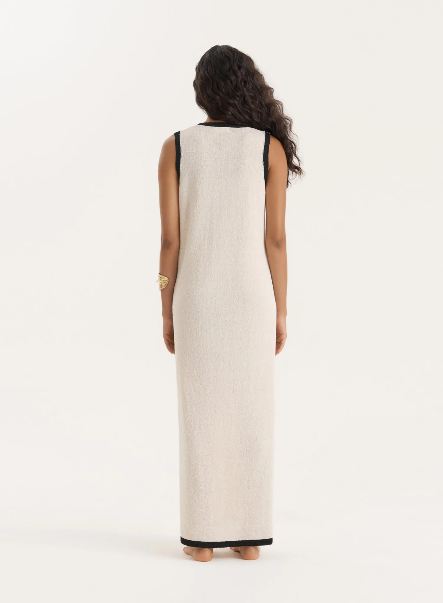 Ecru Knitted Constrast Trim Midaxi Dress sold by 4th and Reckless product image thumbnail 5