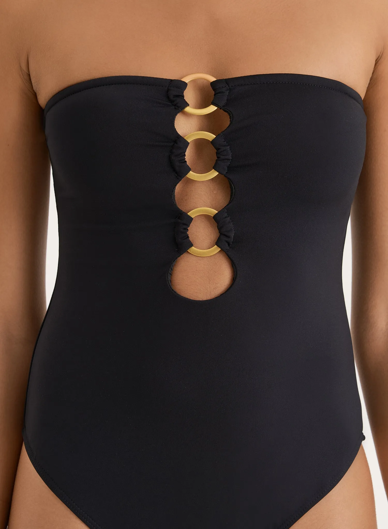 Black Gold Ring Cut Out Bandeau Swimsuit sold by 4th and Reckless product image thumbnail 3