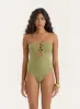 Olive Gold Ring Cut Out Bandeau Swimsuit- Nala sold by 4th and Reckless
