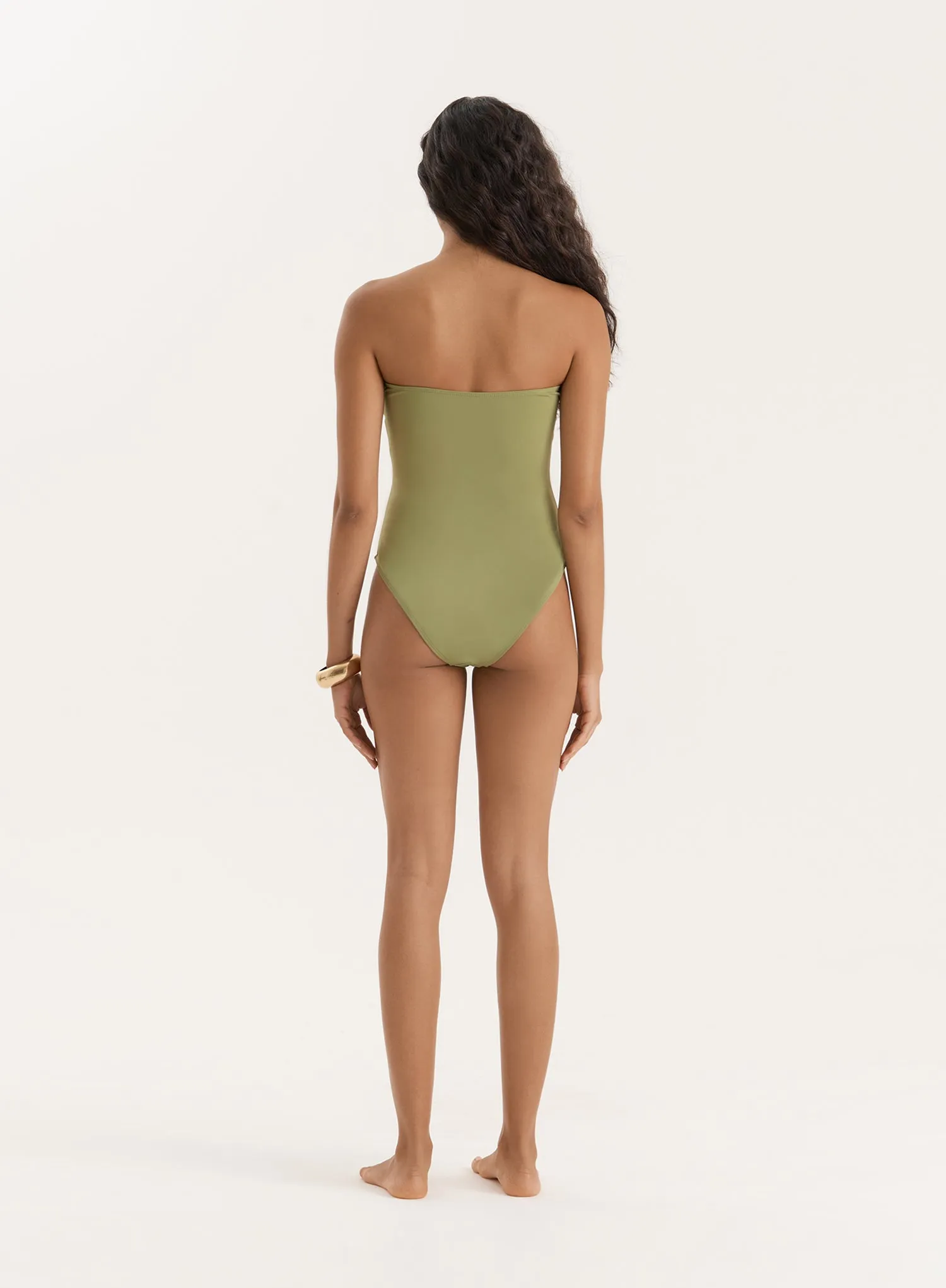Olive Gold Ring Cut Out Bandeau Swimsuit sold by 4th and Reckless product image thumbnail 5