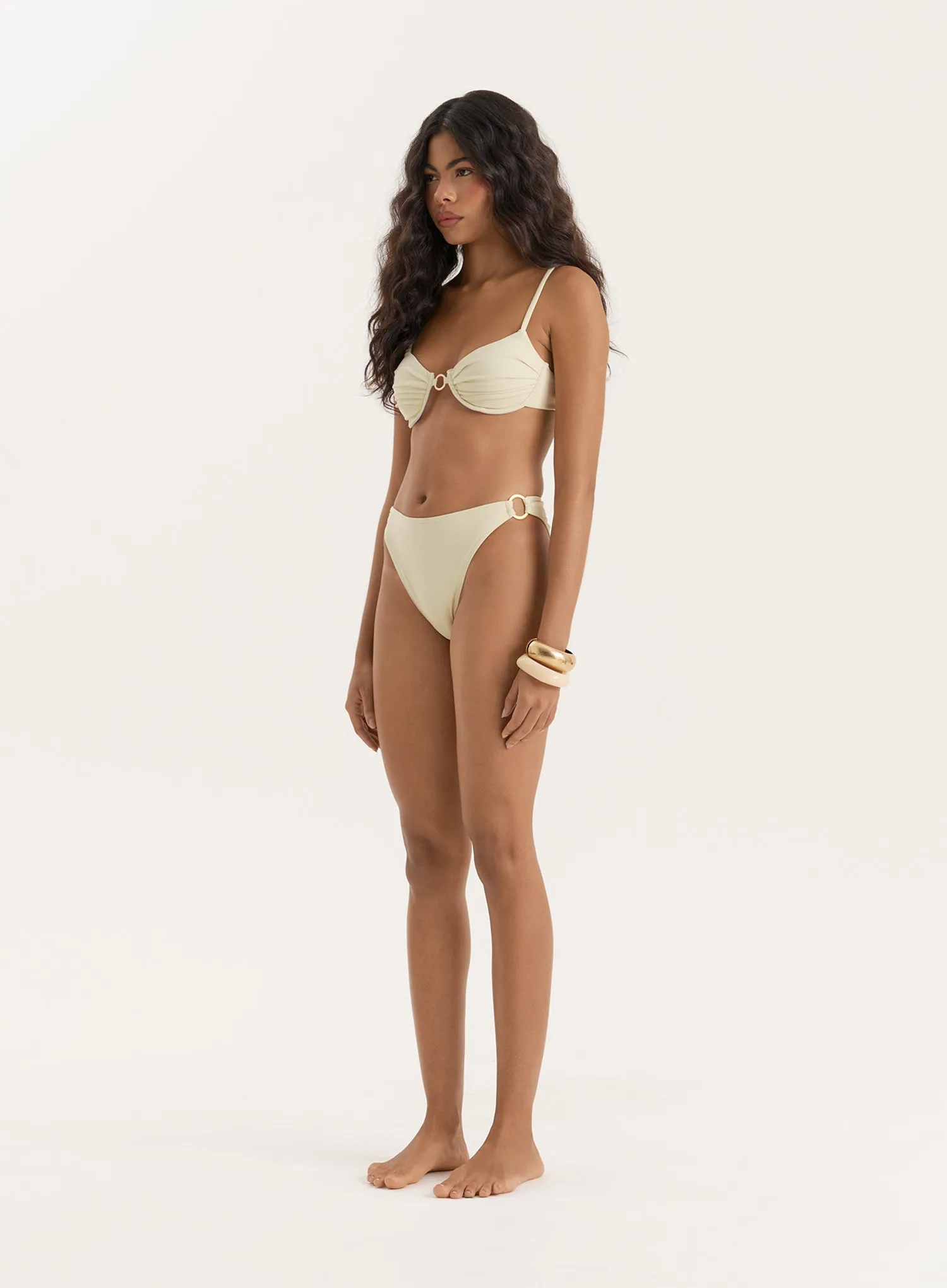 Cream Gold Buckle High Leg Bikini Bottom- Mahli sold by 4th and Reckless product image thumbnail 2