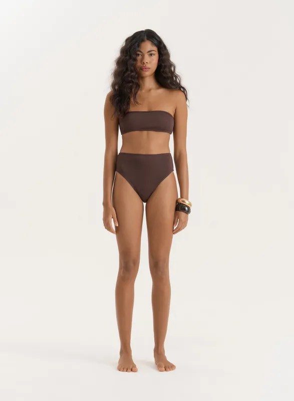 Chesnut Brown Crinkle High Waisted Bikini Bottom- Rivia sold by 4th and Reckless