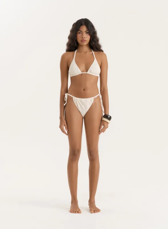 Cream Tie Side Bikini Bottom- Jojo sold by 4th and Reckless