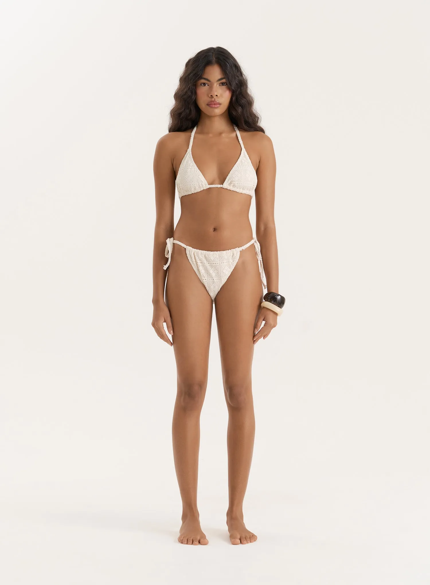 Cream Tie Side Bikini Bottom sold by 4th and Reckless