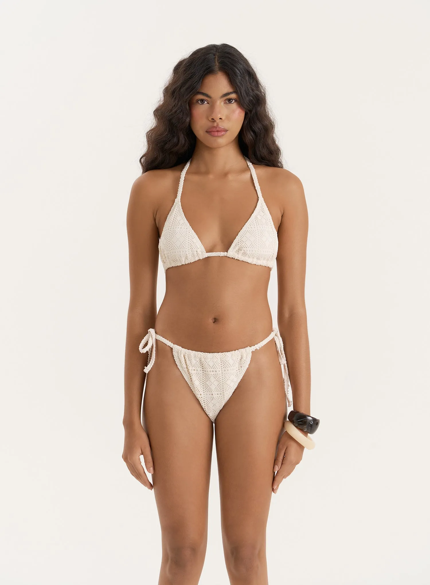 Cream Triangle Bikini Top sold by 4th and Reckless