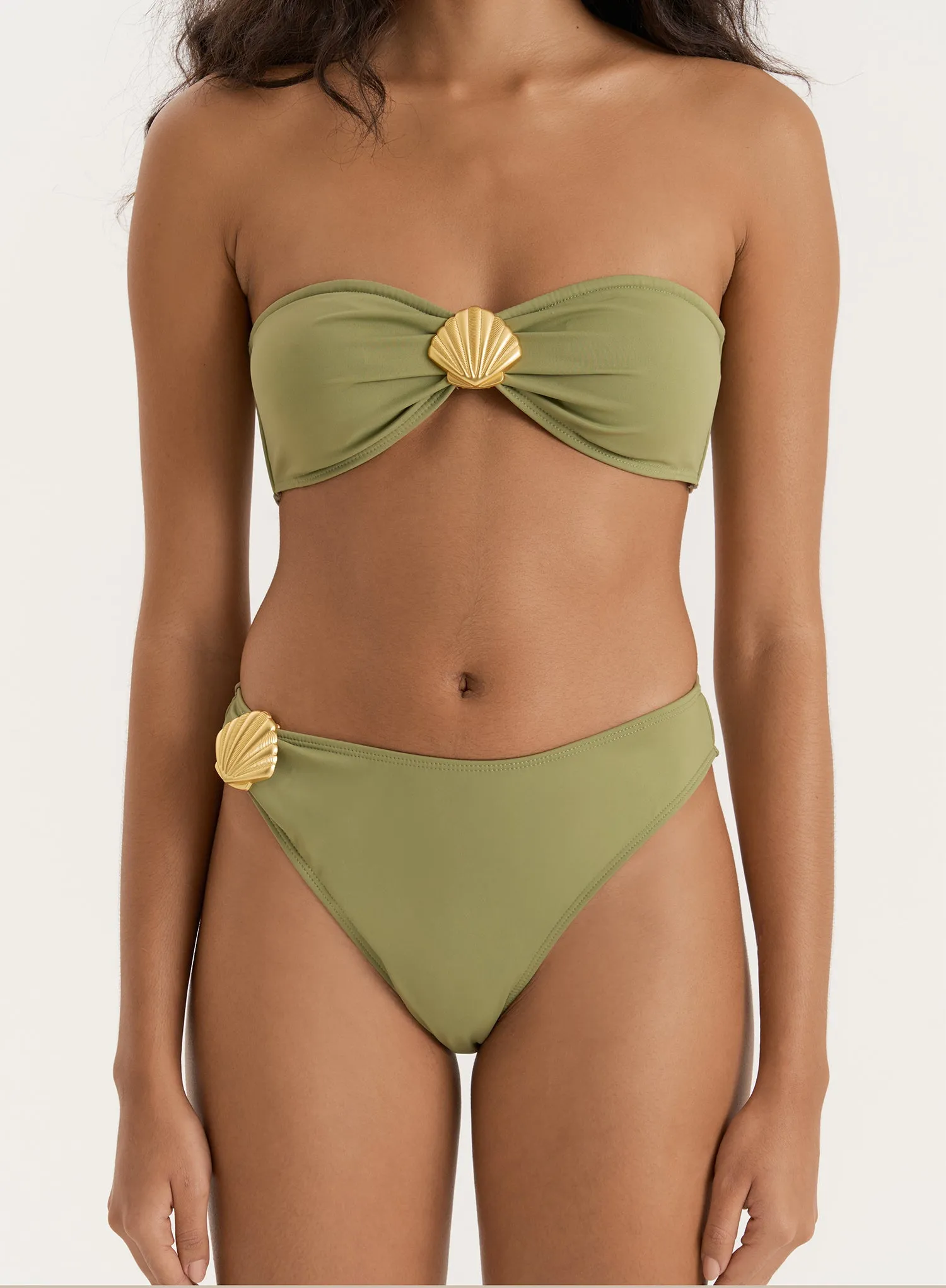 Olive Shell Buckle Bandeau Bikini Top- Tamia sold by 4th and Reckless product image thumbnail 4