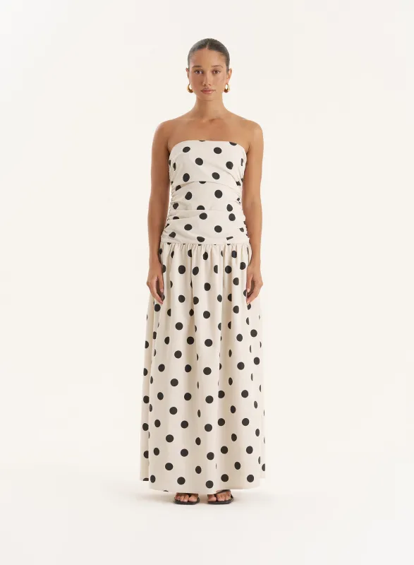 Polka Dot Linen Blend Bandeau Maxi Dress- Brona sold by 4th and Reckless