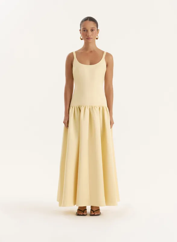 Yellow Drop Waist Maxi Dress sold by 4th and Reckless