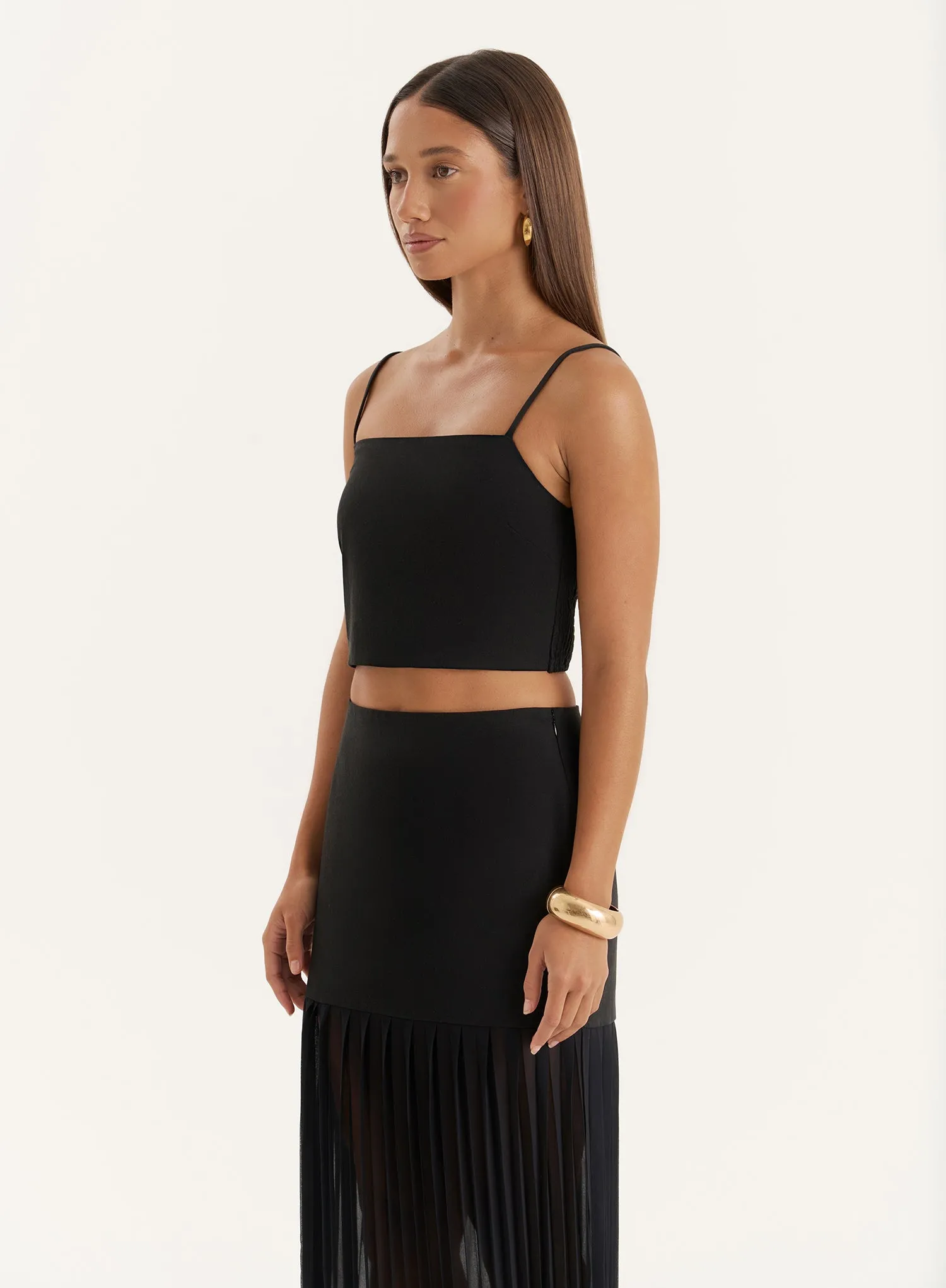 Black Side Split Pleated Maxi Skirt sold by 4th and Reckless product image thumbnail 4