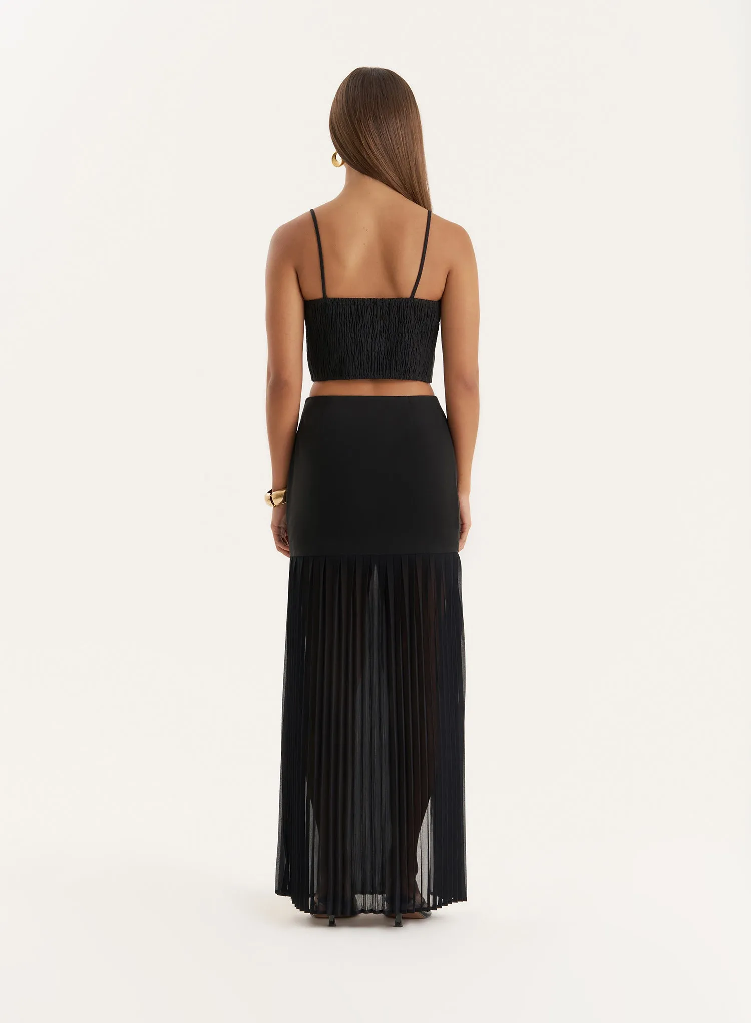 Black Side Split Pleated Maxi Skirt sold by 4th and Reckless product image thumbnail 5
