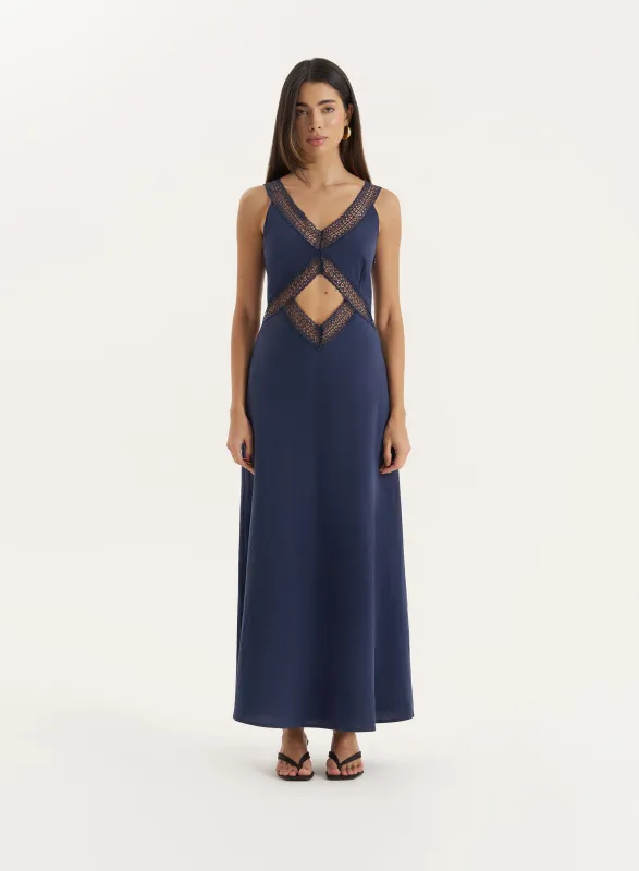 Navy Cut Out Maxi Dress- Briany sold by 4th and Reckless