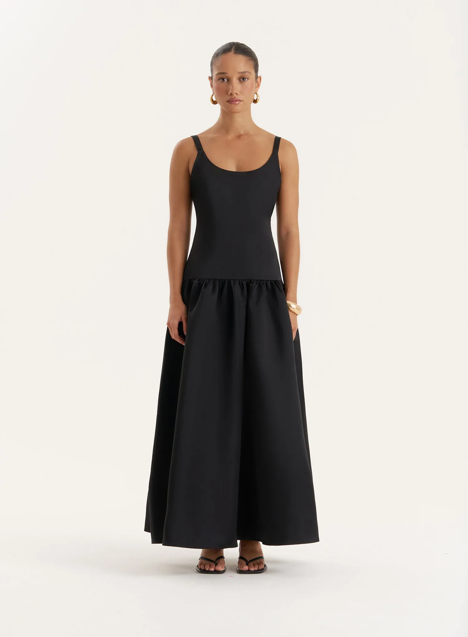 Black Drop Waist Maxi Dress- Melinie sold by 4th and Reckless