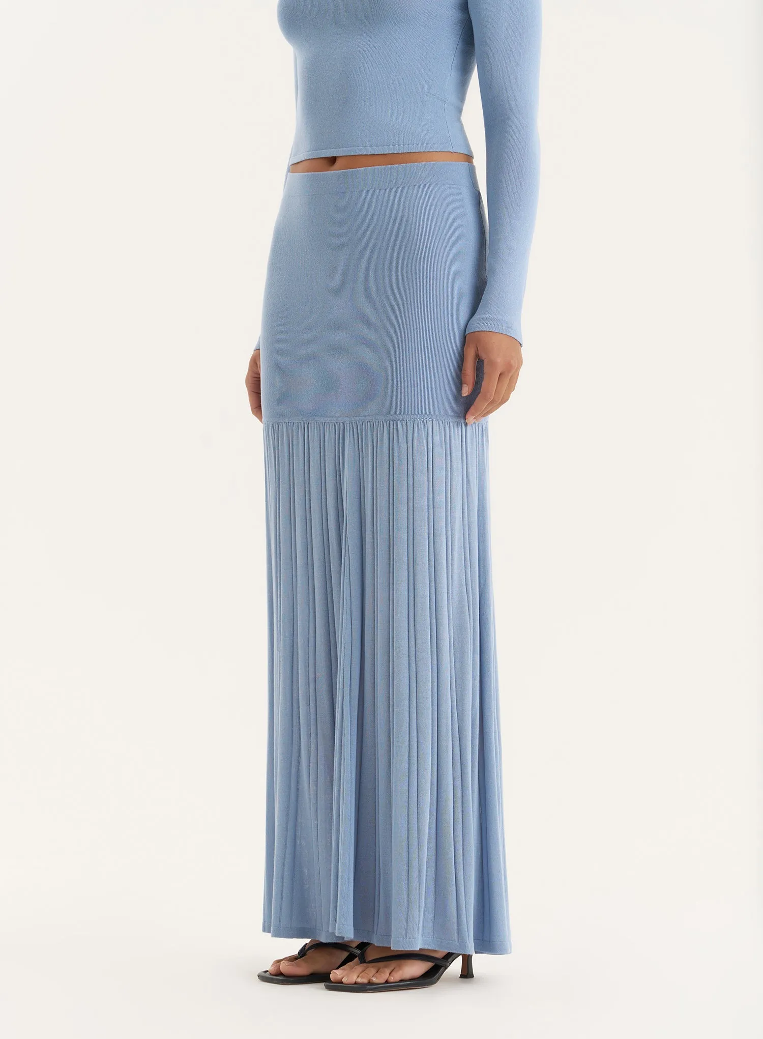 Blue Knitted Drop Waist Maxi Skirt sold by 4th and Reckless product image thumbnail 4