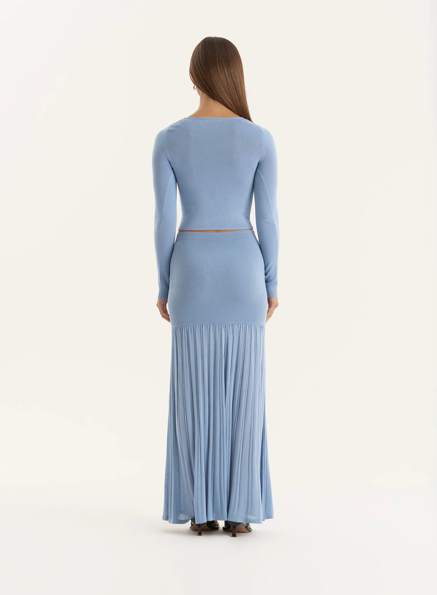 Blue Knitted Drop Waist Maxi Skirt sold by 4th and Reckless product image thumbnail 5
