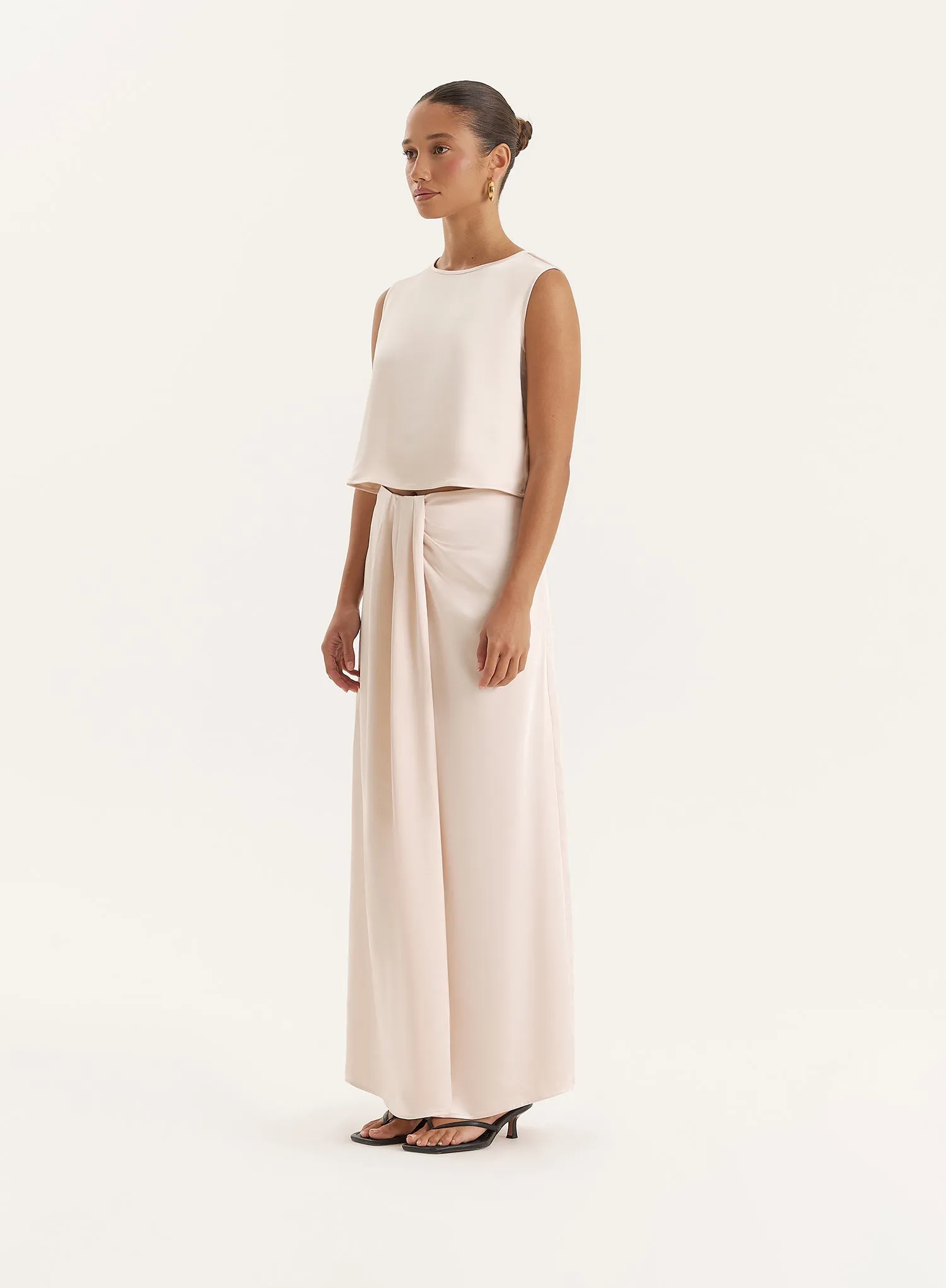 Cream Satin Maxi Skirt- Verona sold by 4th and Reckless product image thumbnail 2