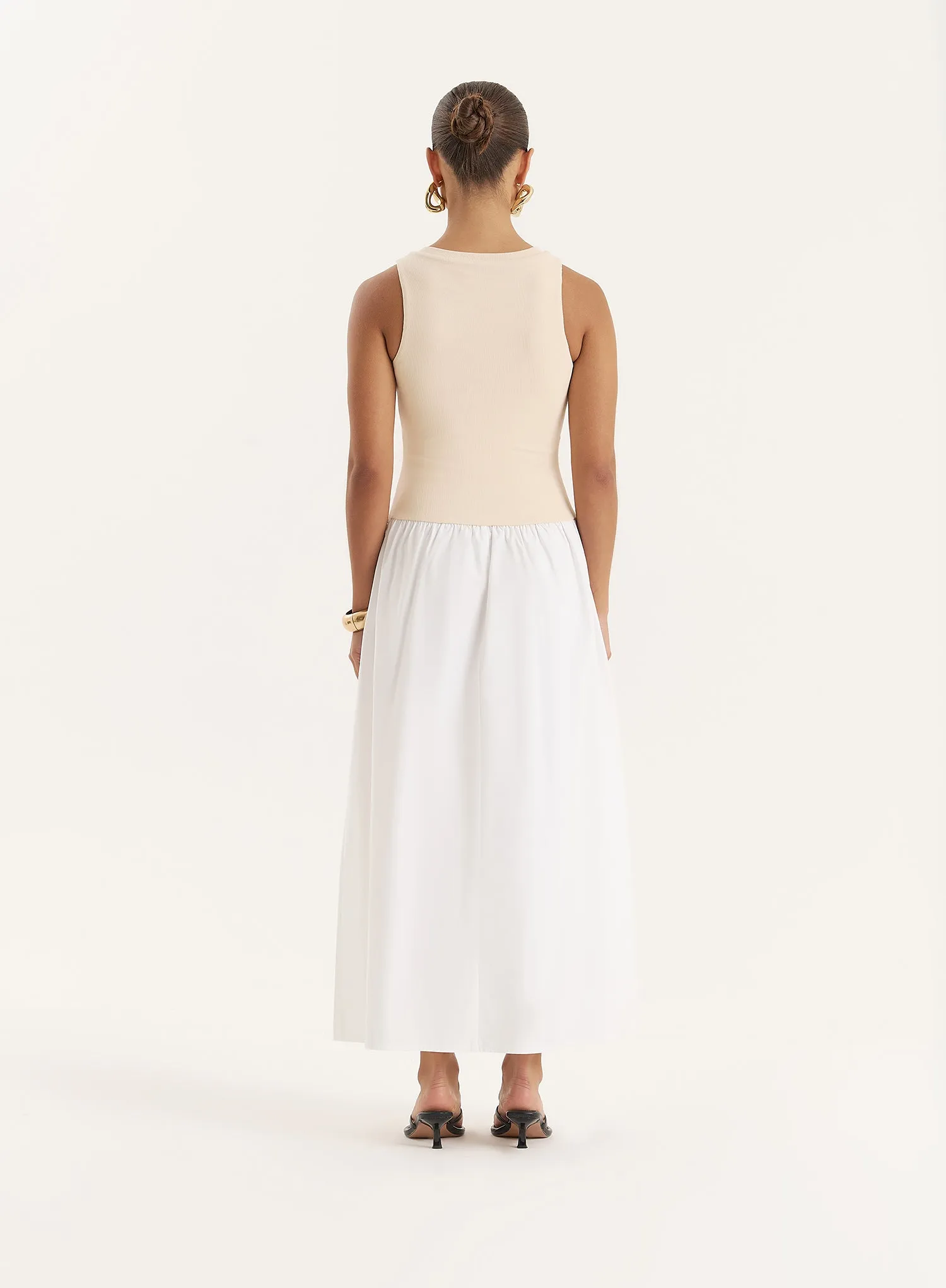 Beige Constrast Sleeveless Drop Waist Maxi Dress sold by 4th and Reckless product image thumbnail 5