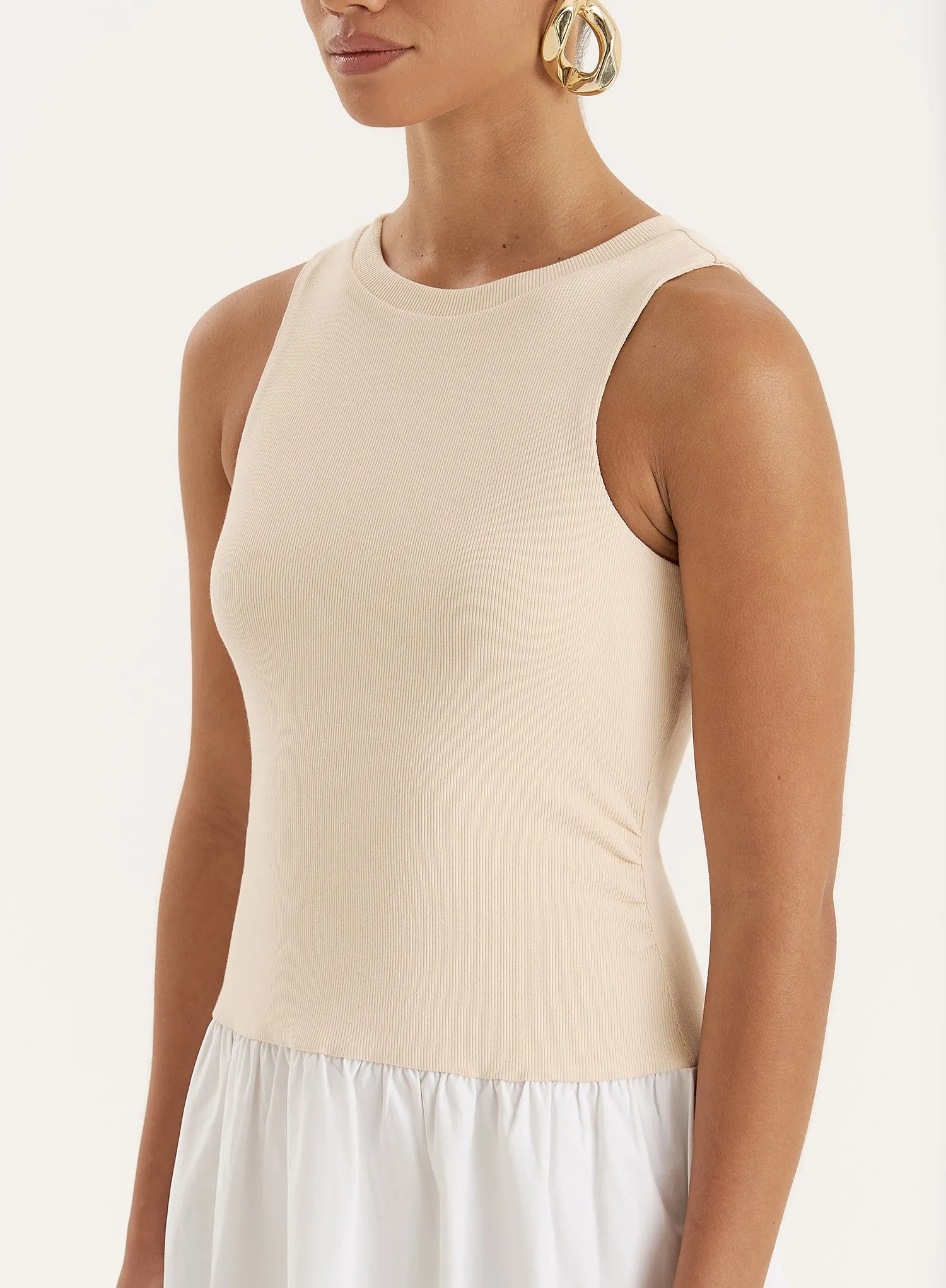 Beige Constrast Sleeveless Drop Waist Maxi Dress sold by 4th and Reckless product image thumbnail 3