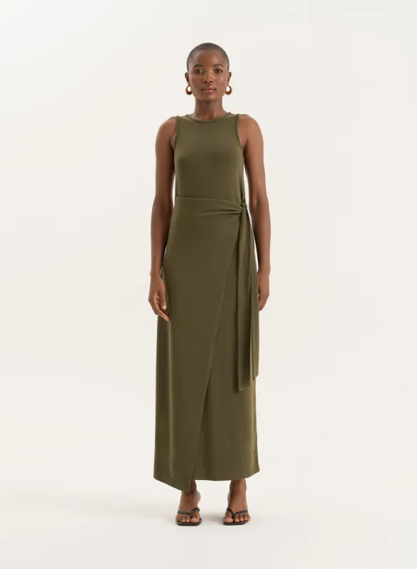 Olive Wrap Detail Maxi Dress sold by 4th and Reckless