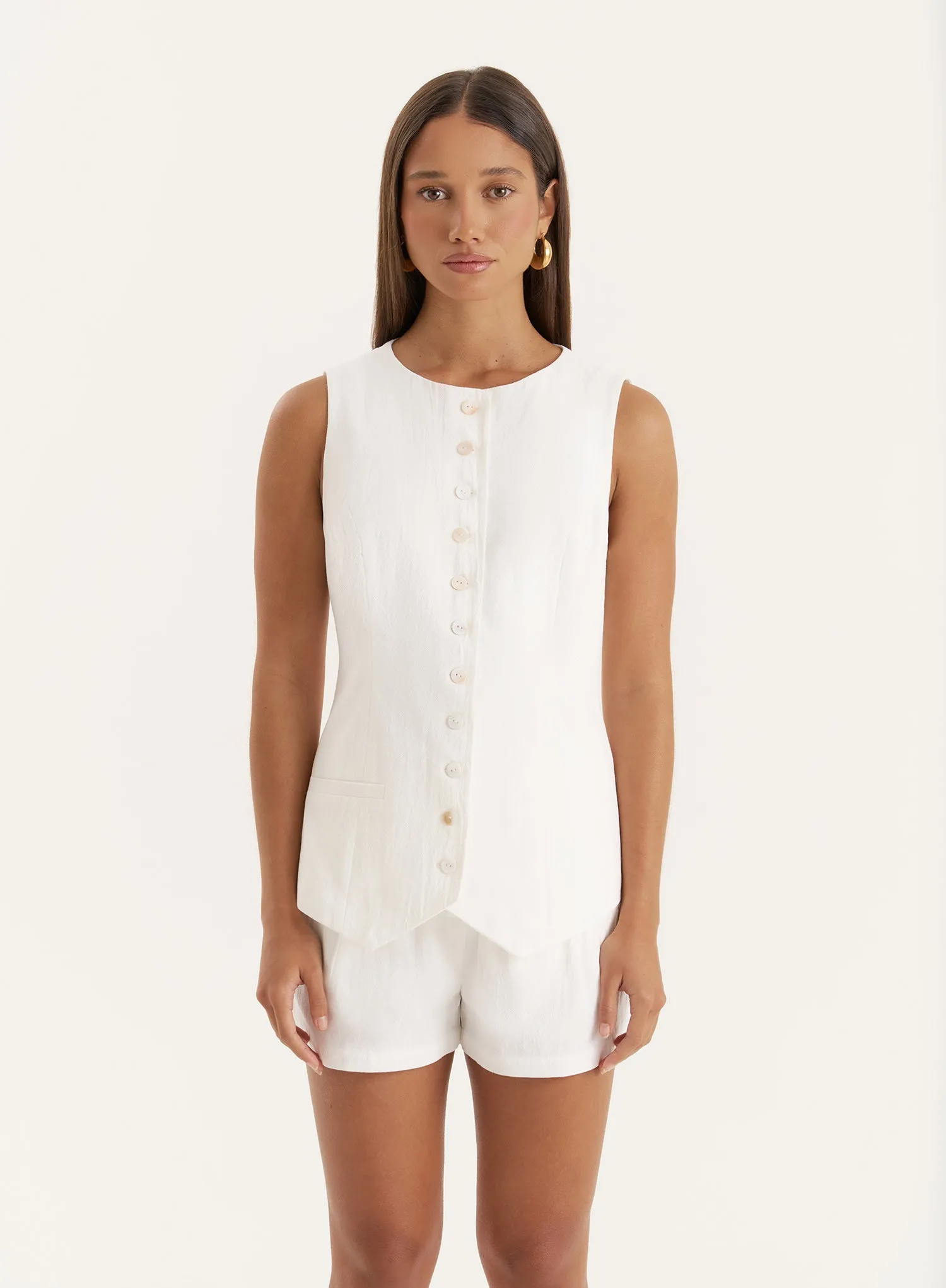 White Tailored Waistcoat- Briella sold by 4th and Reckless
