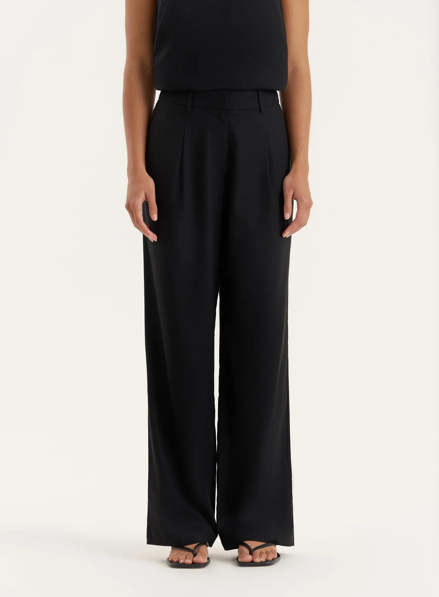 Black Linen Blend Straight Leg Trouser sold by 4th and Reckless product image thumbnail 4