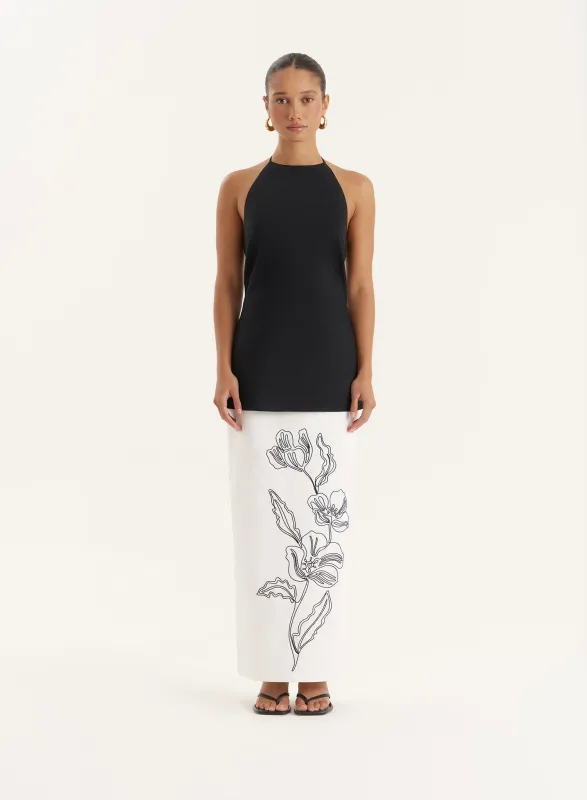 White Floral Embroidered Cotton Skirt sold by 4th and Reckless