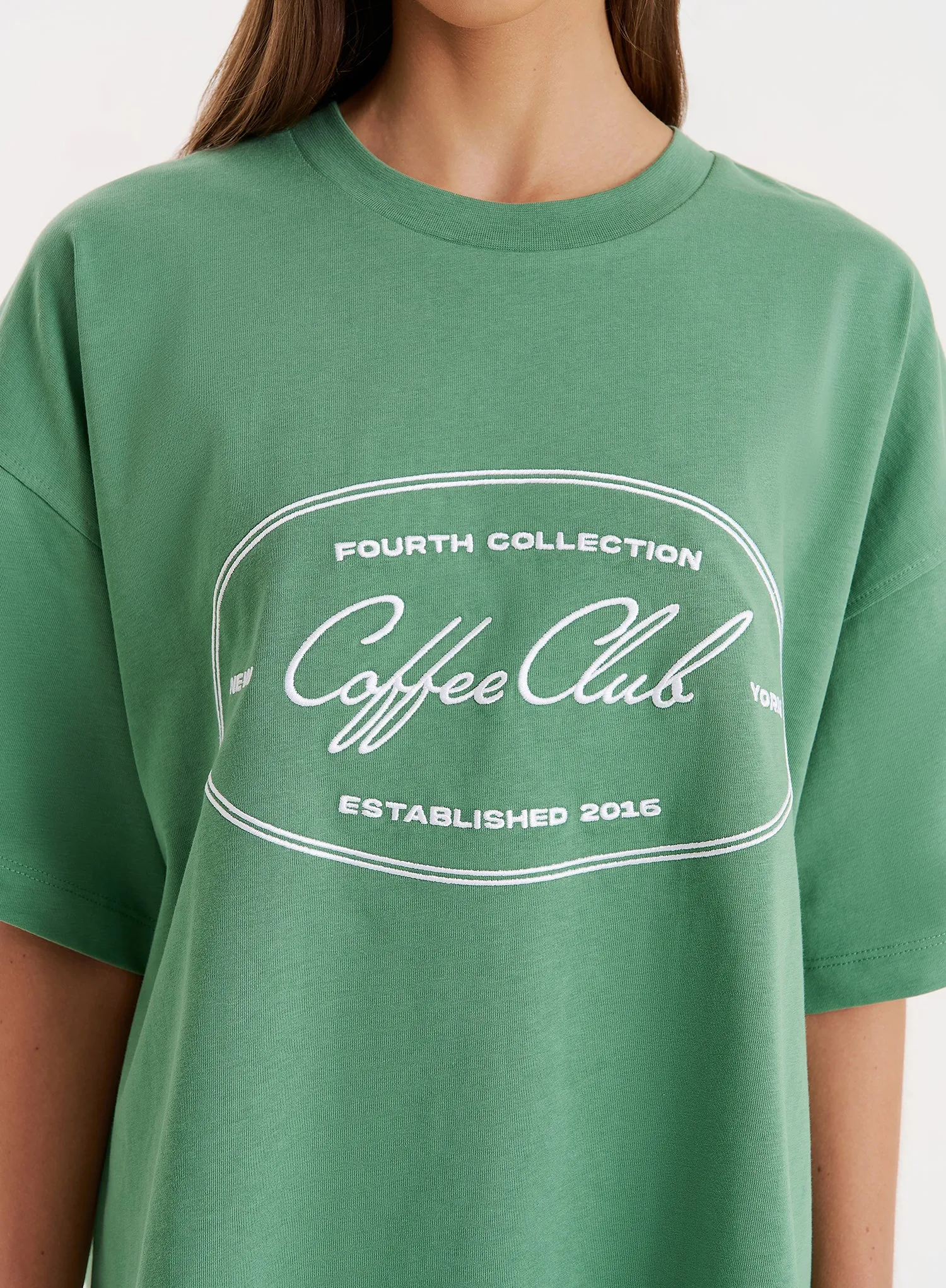 Green Coffee Club Slogan Oversized T-shirt- Vienna sold by 4th and Reckless product image thumbnail 3
