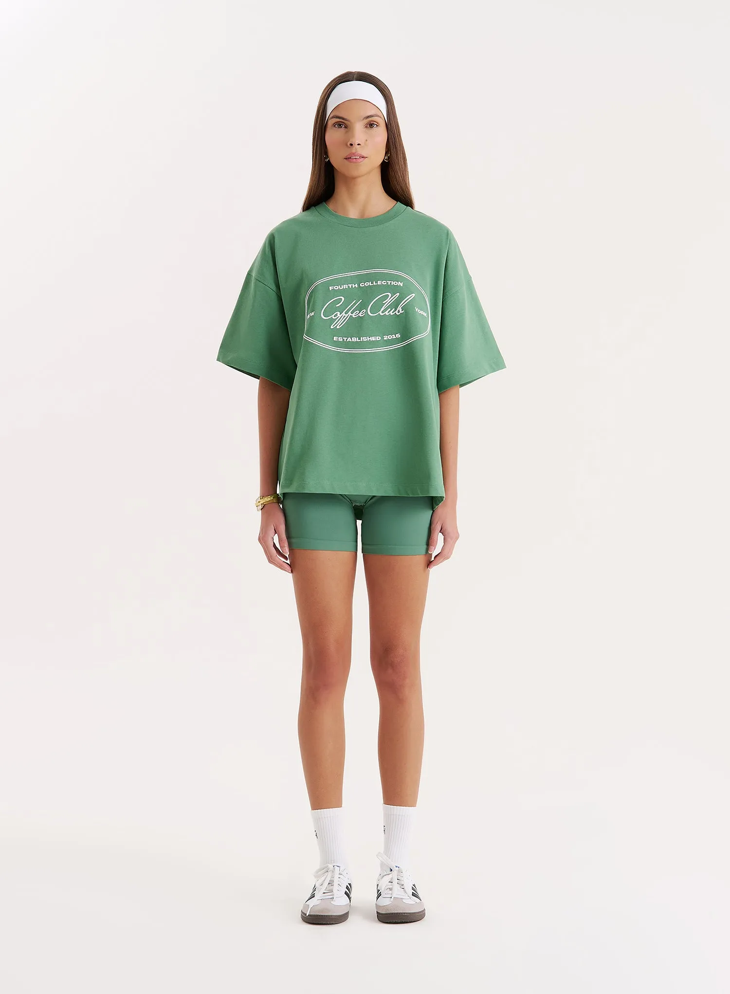 Green Coffee Club Slogan Oversized T-shirt- Vienna sold by 4th and Reckless product image thumbnail 4