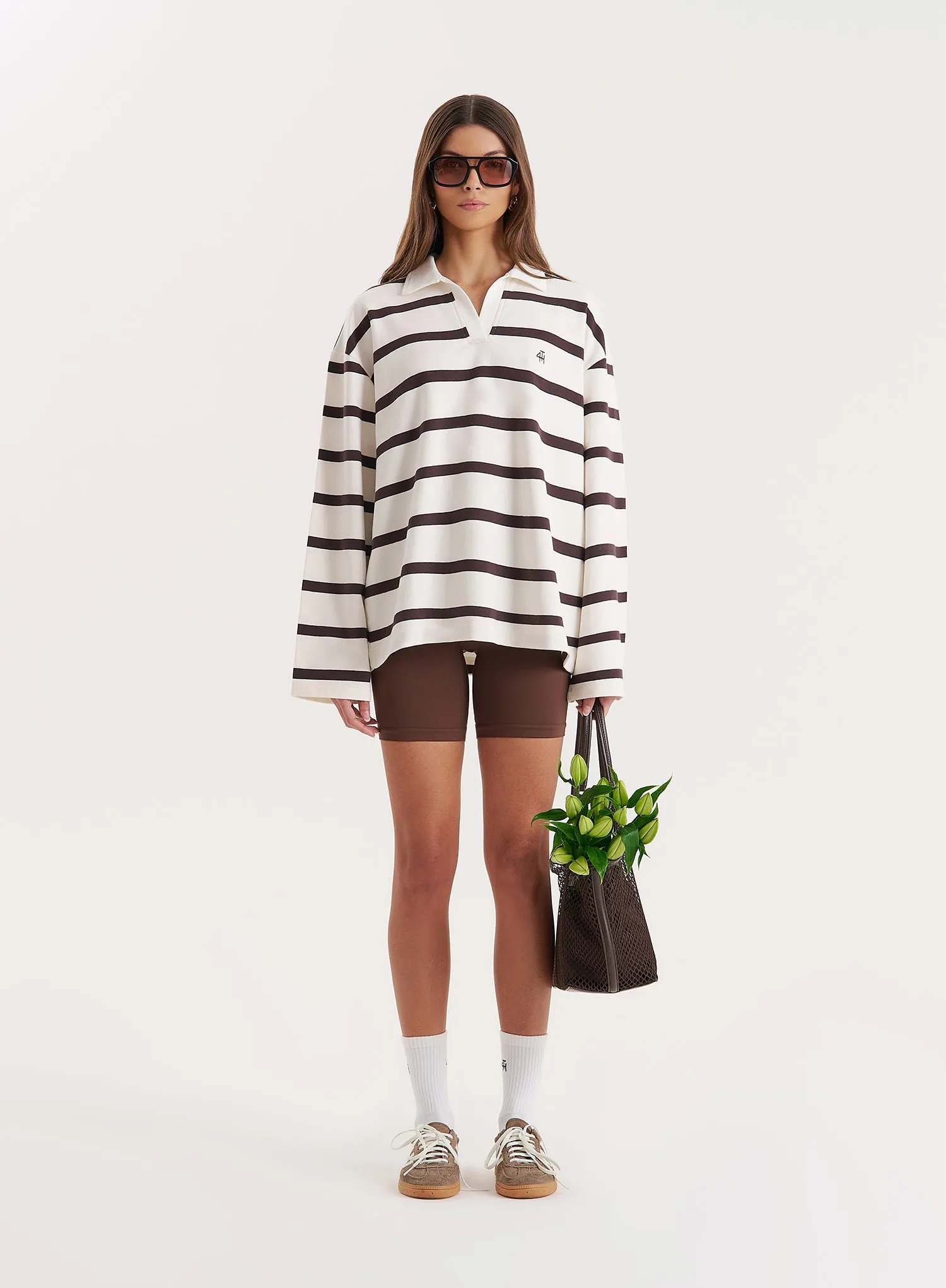 Cream Stripe Oversized Rugby Top sold by 4th and Reckless product image thumbnail 4