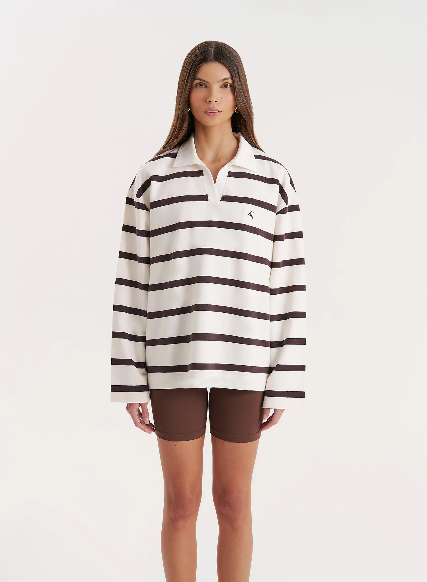 Cream Stripe Oversized Rugby Top sold by 4th and Reckless