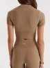 Mocha Seamless Gym Crop Top- Brogan sold by 4th and Reckless