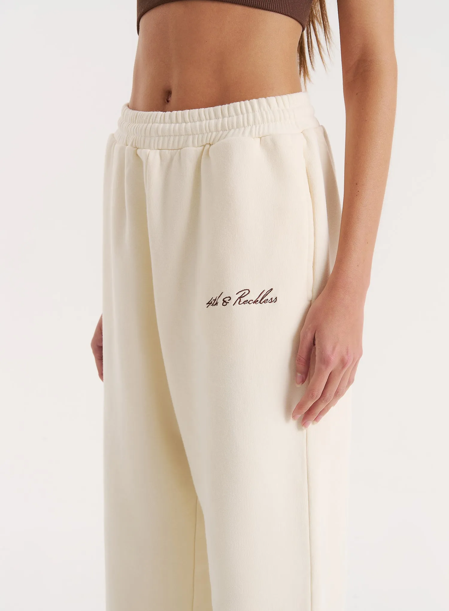 Buttercream 4th Wide Leg Branded Joggers sold by 4th and Reckless product image thumbnail 3