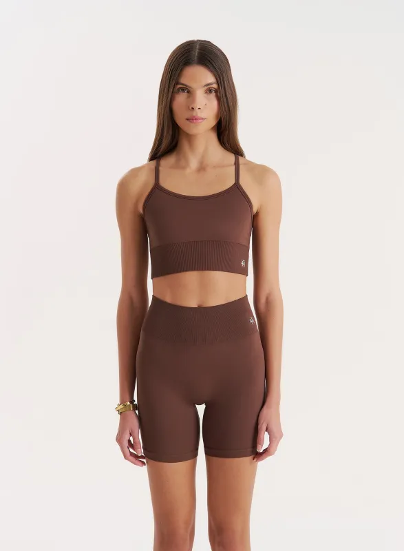 Chocolate Racer Back Seamless Sports Bra sold by 4th and Reckless