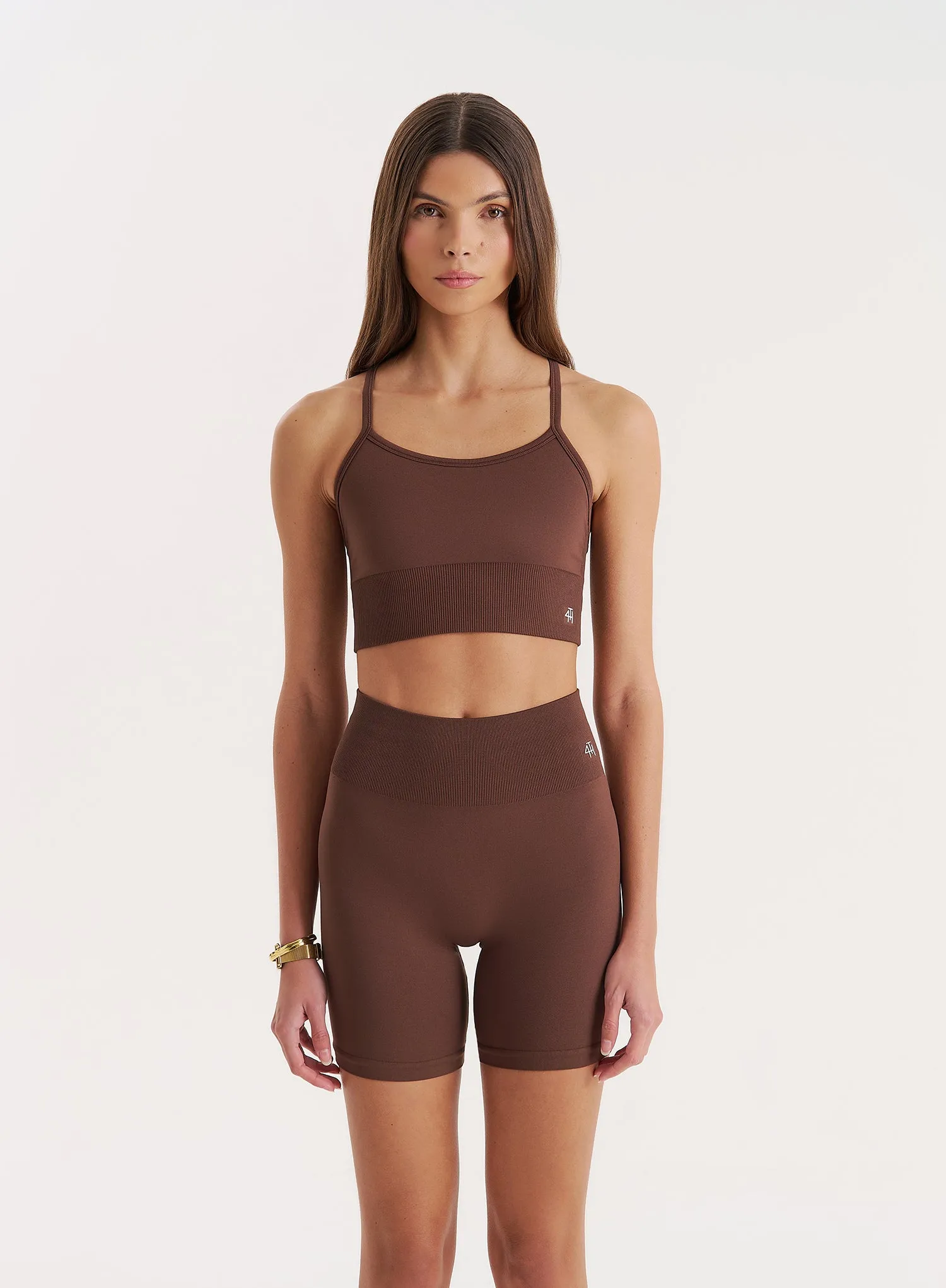 Chocolate Racer Back Seamless Sports Bra sold by 4th and Reckless