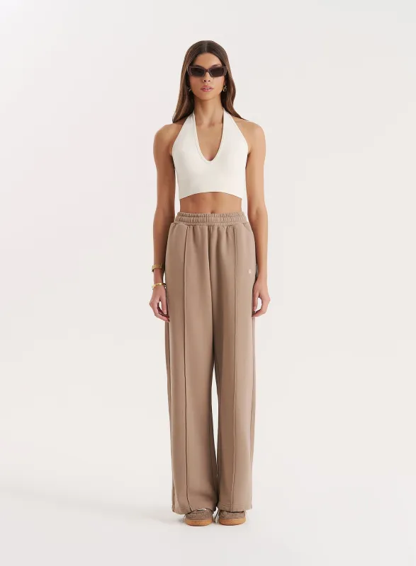 Mocha 4th Wide Leg Branded Joggers- Fergie sold by 4th and Reckless