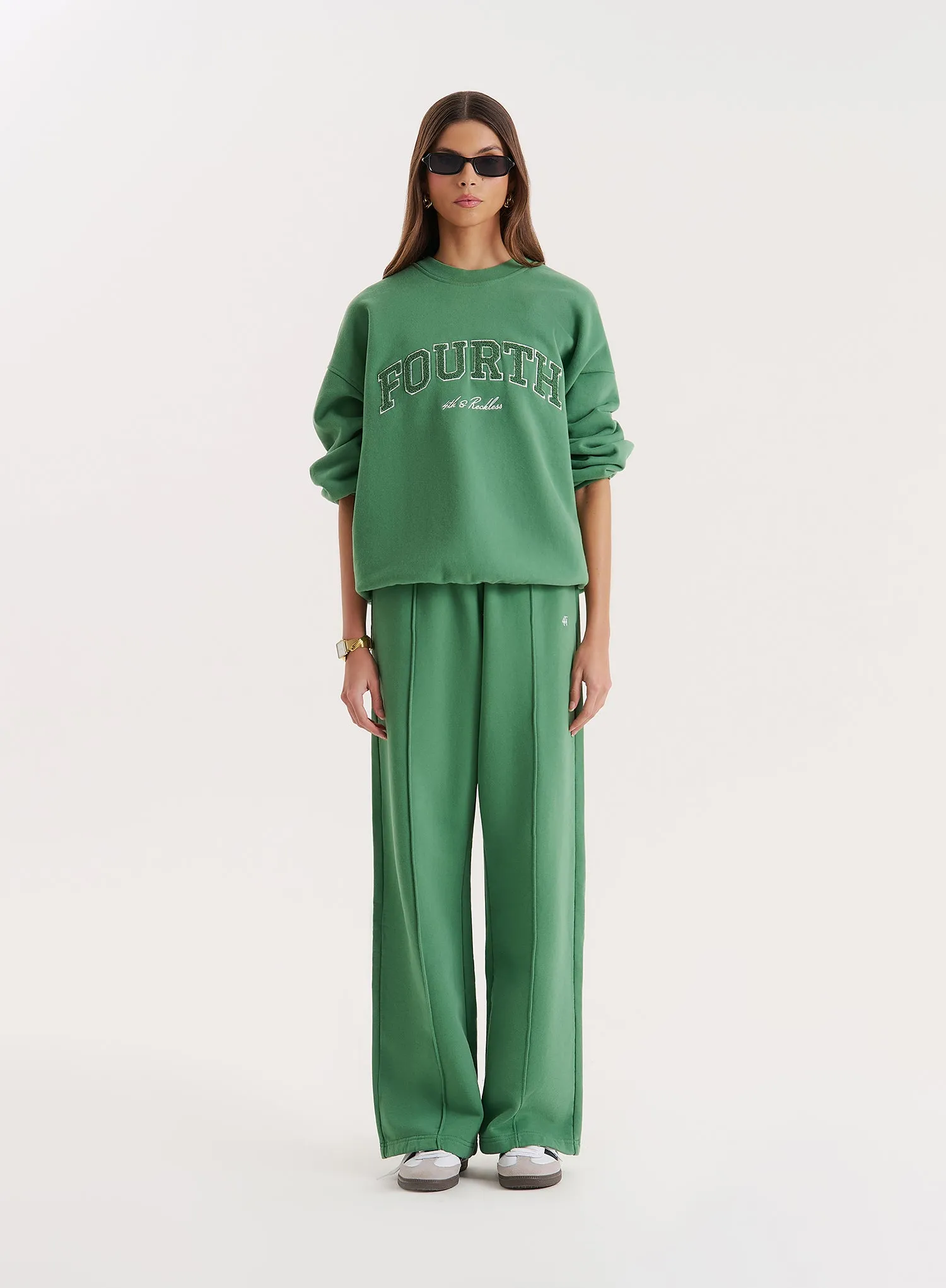 Green 4th Wide Leg Branded Joggers- Fergie sold by 4th and Reckless product image thumbnail 4